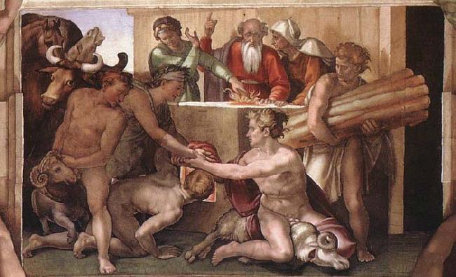 Michelangelo Buonarroti Sacrifice of Noah Sweden oil painting art
